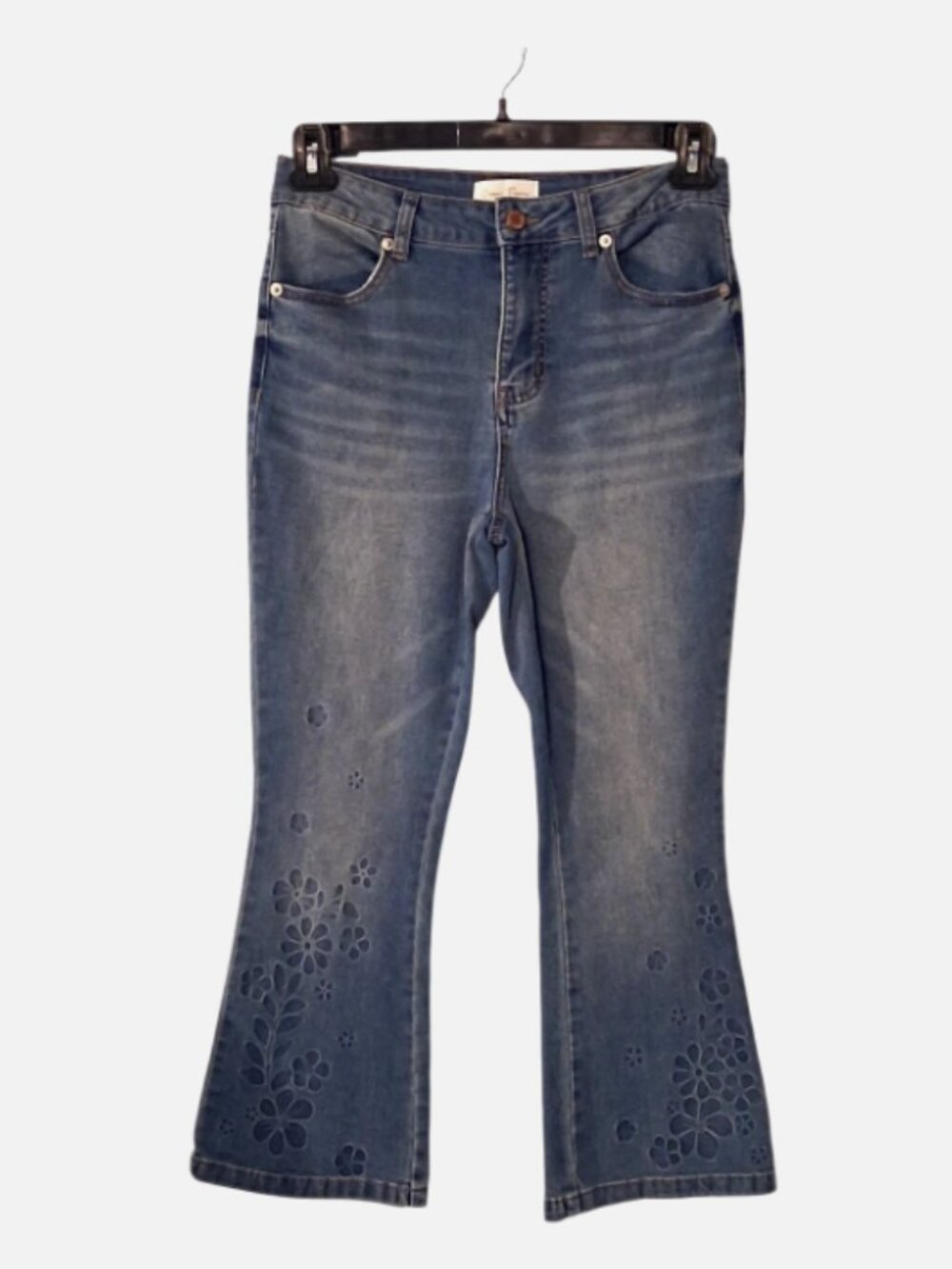 Copperflash Bootcut Jeans Womens size 6 / waist 28" stretch denim Blue Floral